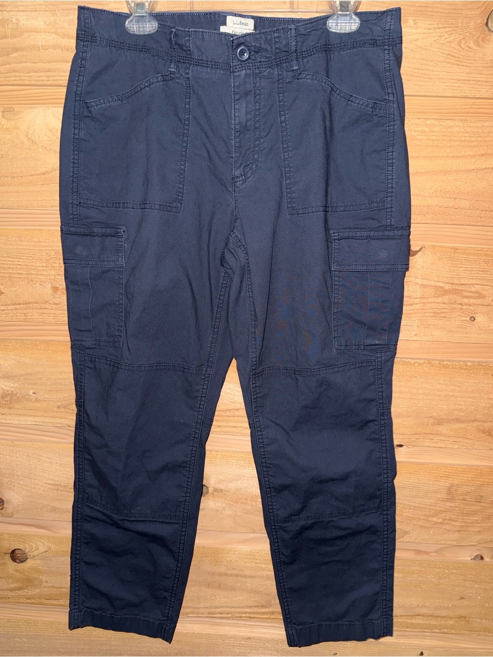 LL Bean Steel Blue Cargo Pants with Utility Pockets Favorite Fit 14 Petite